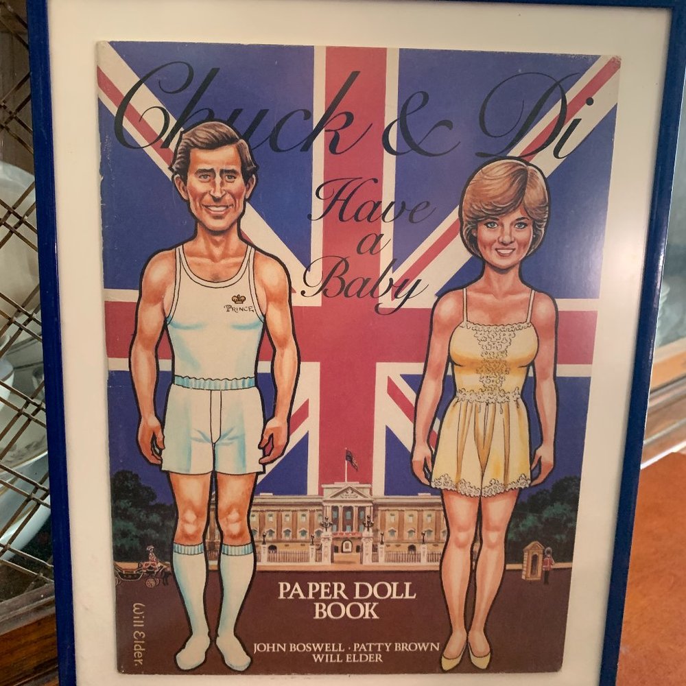 Vintage Chuck & Di Have a Baby Paper Doll Book framed Princess Diana 1982 Royals